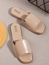 Women's Taupe Solid Slip-on Flat Sandals