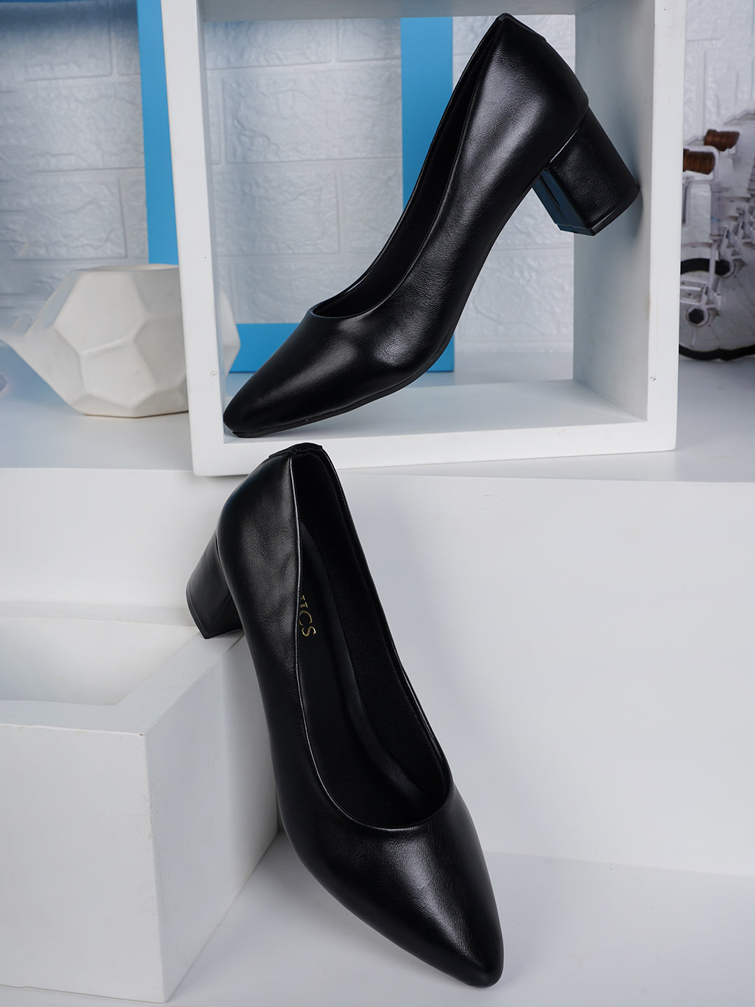 Women's Black Casual Slip-On Heels