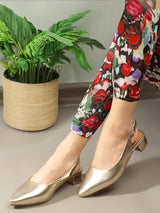 Women's Texchted Pointed Toe Block Heel Pumps