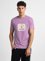 Men's Purple Half Sleeves Graphic Printed Cotton Tshirt
