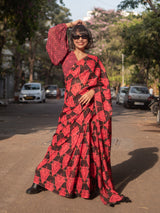 Women's Pink Cotton Viscose Saree