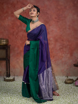Women's Multicolor Silk Cotton Zari Saree