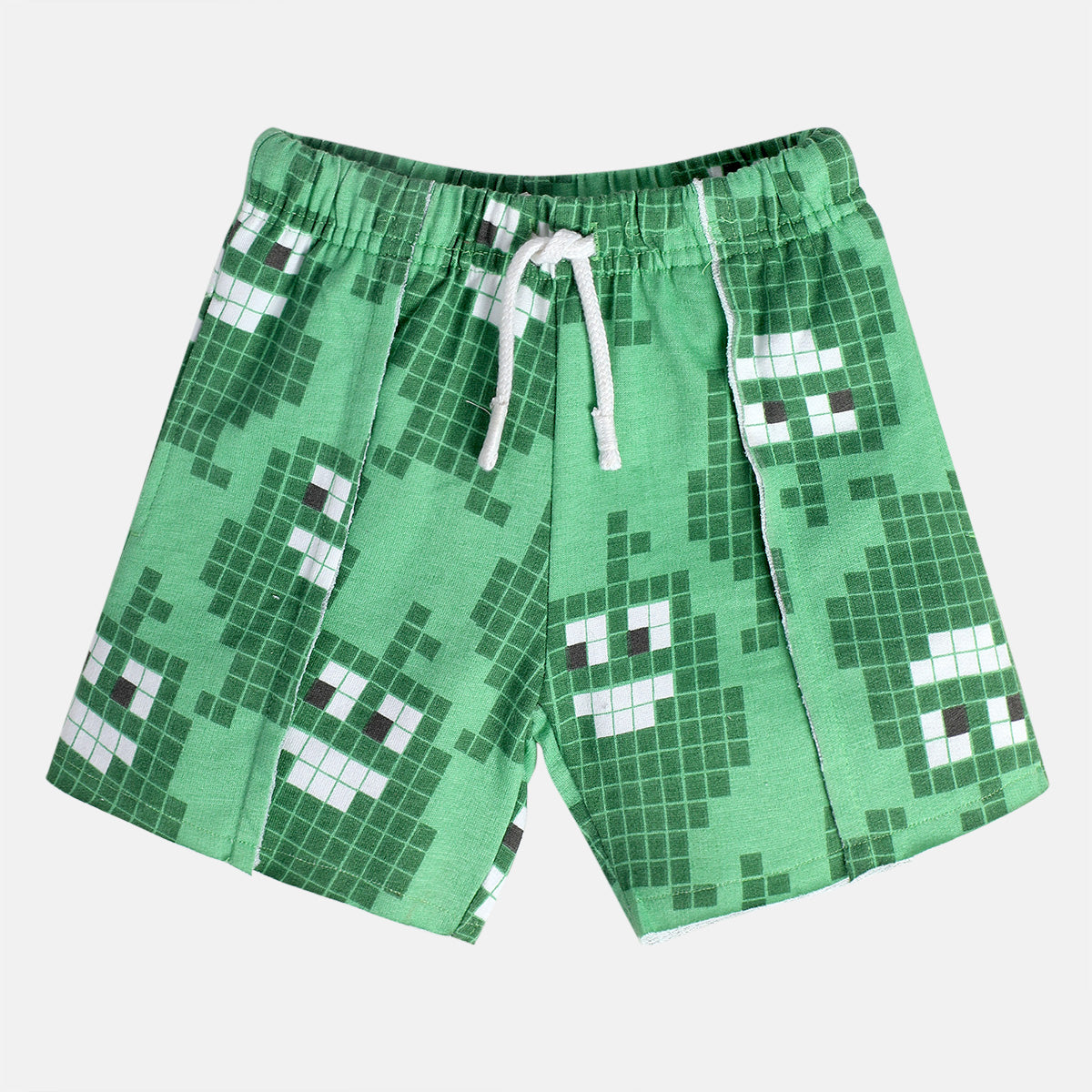 Boys Green Casual Regular Fit Checked Shorts