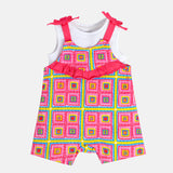 Girls Pink Casual Regular Fit Printed Sleeveless Dress
