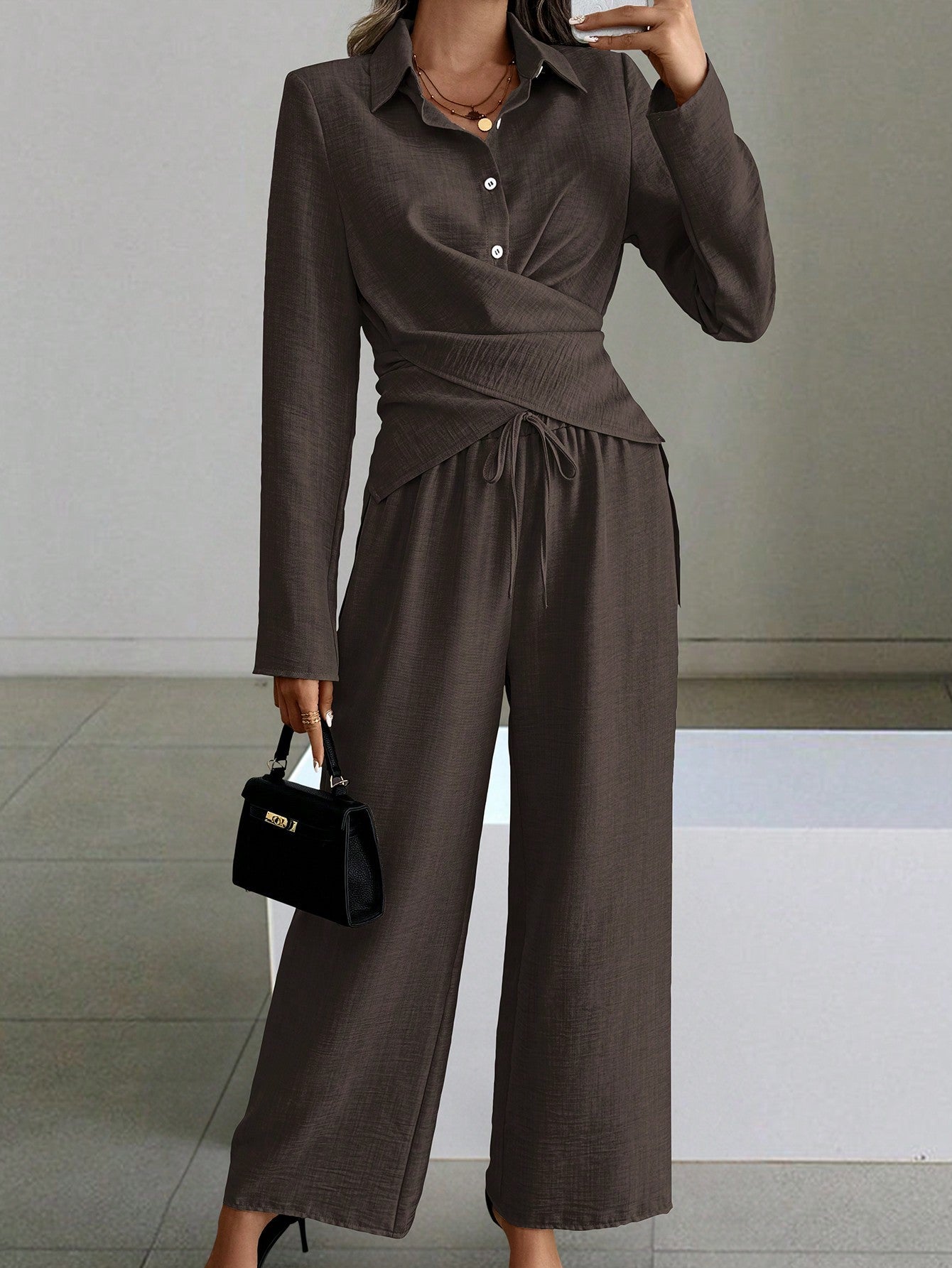 Women's Grey Front Open Jumpsuit
