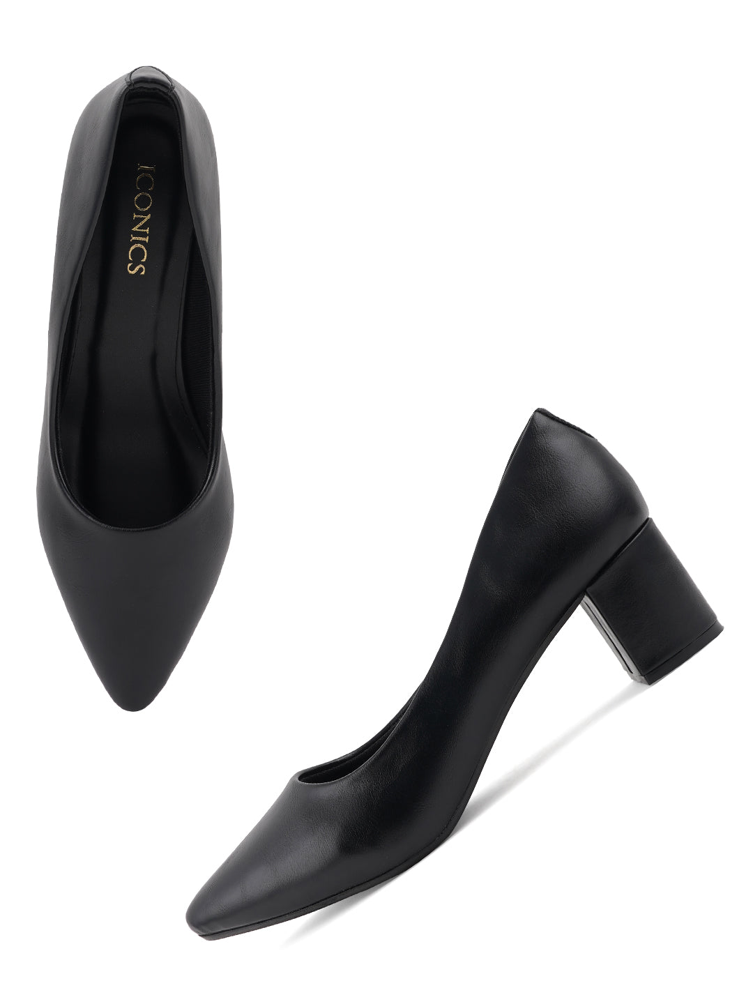 Women's Black Casual Slip-On Heels