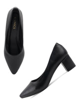 Women's Black Casual Slip-On Heels