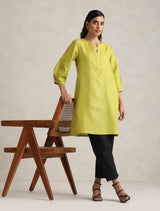 Women's Green Cotton Blend Short Kurta