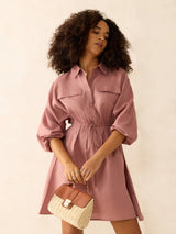 Women's Beige Mini Utility Detail Dress