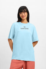 Women's Blue Casual Printed Oversized Half Sleeves Tshirt