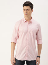 Men's Pink Casual Full Sleeves Shirt