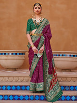 Women's Georgette Pink Woven Design Designer Saree with Blouse Piece