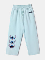 Girls Blue Lightweight Terry Cotton Lilo Print Trackpant