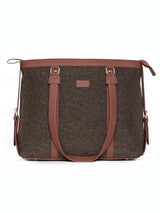 Women's Brown Vegan Leather Finish Shoulder Bag - 13.8L