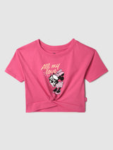 Girls Cotton Red Mickey Mouse Tshirt