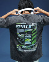 Men's Black Casual Oversized Fit Printed Half Sleeves Tshirt