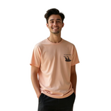 Men's Pink Half Sleeves Graphic Printed Cotton Tshirt