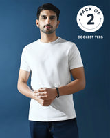 Men's White Casual Half Sleeves Tshirt - Pack of 2