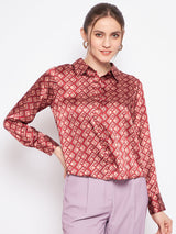 Women's Rosewood Casual Full Sleeve Printed Shirt