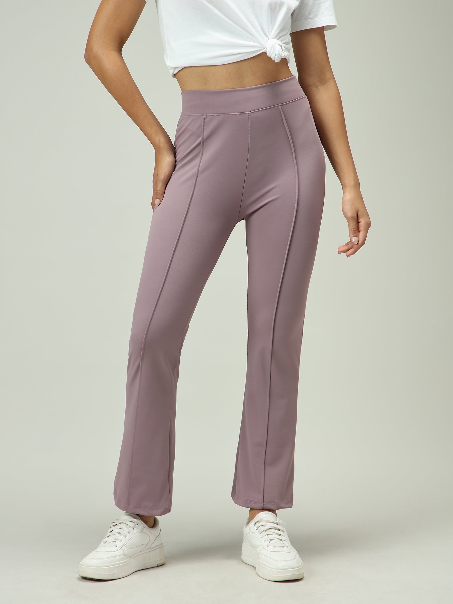 Women's Purple Casual Regular Fit Solid Trouser