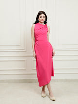 Women's Fuchsia Casual Midi Dress
