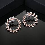 Women's Rose Gold Plated Circular Stud Earrings with Crystals