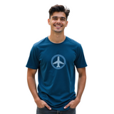 Men's Blue Half Sleeves Graphic Printed Cotton Tshirt
