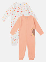 Girls Multicolor Casual Printed Sleepsuits - Pack of 2