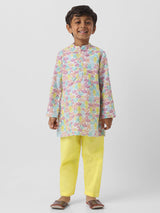Boys Multicolor Cotton Patti Emebellishment Kurta With Gota