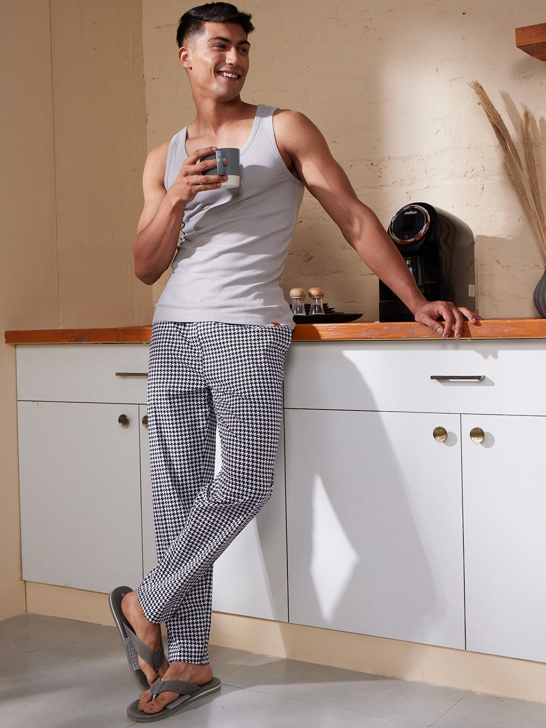 Men's Black Daily Checked Cotton Pyjama