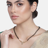 Women's Gold Plated Designer Mangalsutra Necklace Set with Austrian Crystals