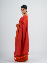 Women's Orange Casual Cotton Saree
