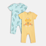 Boys Multicolor Casual Regular Fit Printed Rompers - Set of 2