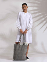Women's White Cotton Schiffli Short Dress