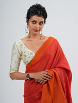 Women's Orange Casual Cotton Saree