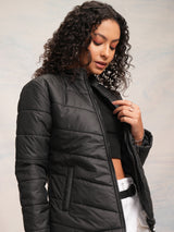 Women's Black Casual Solid Full Sleeves Jacket