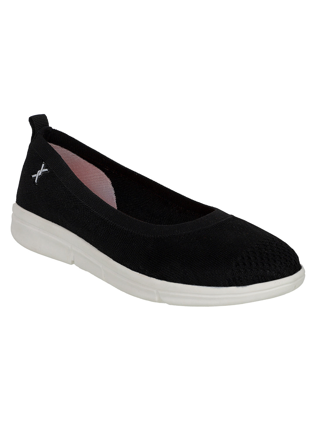 Women's Black Fly Knit Comfort Slip-On Ballet Flats