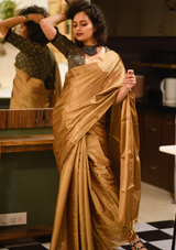 Women's Yellow Chanderi Silk Zari Saree