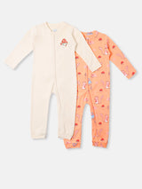 Boys & Girls Peach Casual Sleepsuit - Pack of 2