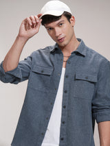 Men's Blue Casual Comfort Opaque Full Sleeves Shirt