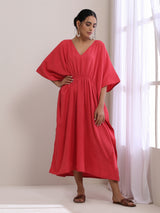 Women's Pink Casual Textured Dress