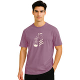 Men's Purple Half Sleeves Graphic Printed Cotton Tshirt