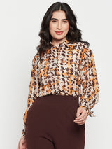 Women's Multicolor Casual Full Sleeve Printed Shirt With Cuff Sleeves