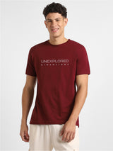 Men's Maroon Half Sleeves Graphic Printed Cotton Tshirt
