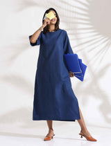 Women's Blue Slub Dress