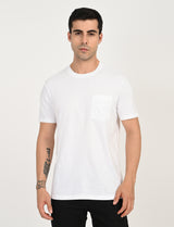 Mens White Casual Regular Fit Solid Half Sleeves Tshirt
