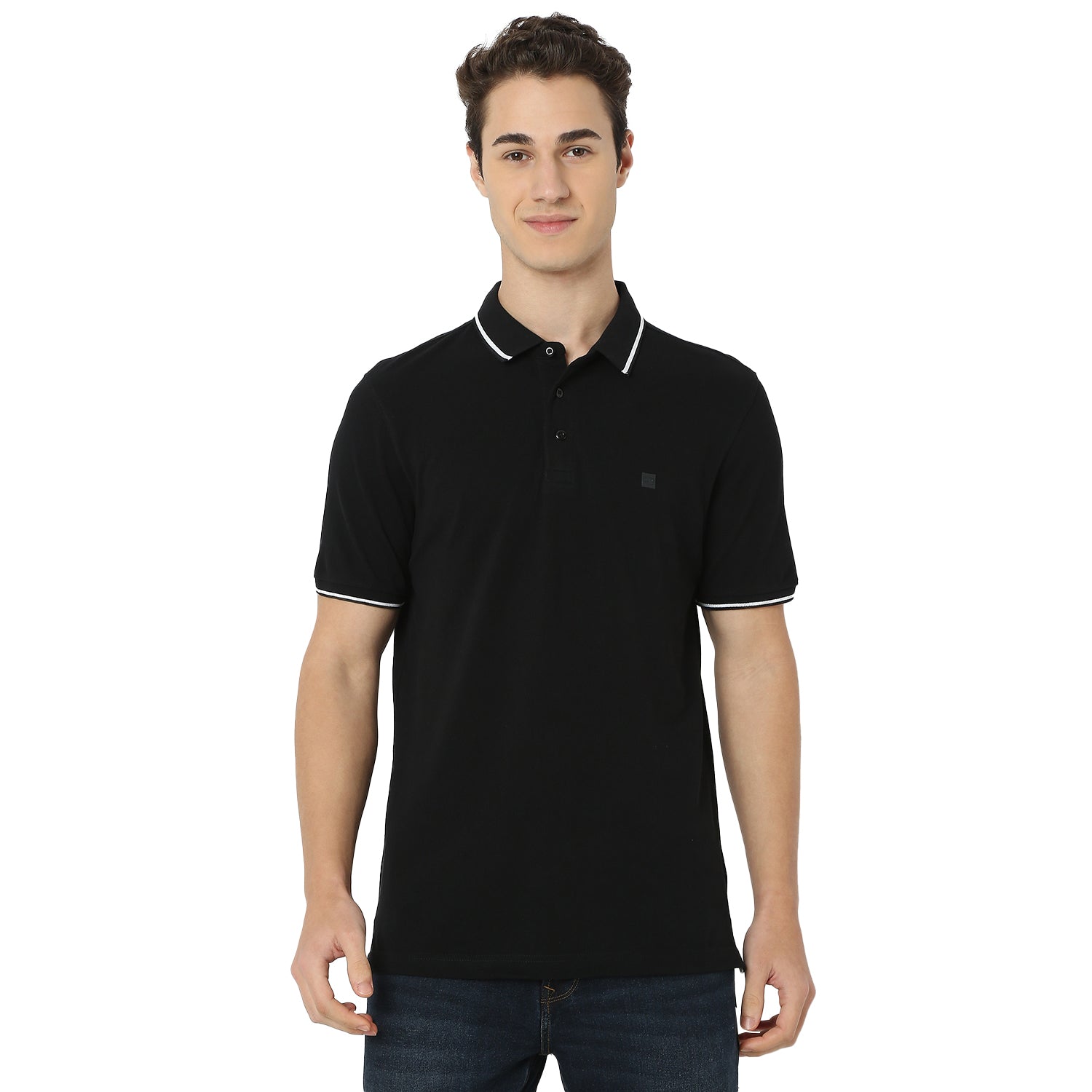 Men's Black Casual Slim Fit Solid Tshirt