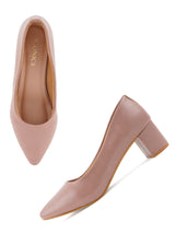 Women's Peach Casual Slip-On Heels