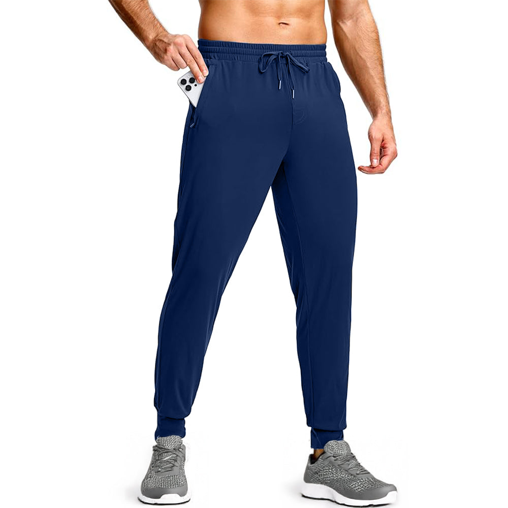 Men's Blue Cotton Regular Knit Solid Jogger