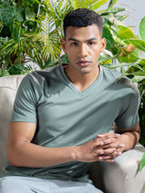 Men's Grey Casual Regular Fit Solid Half Sleeves Tshirt